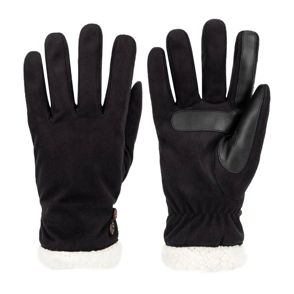 Isotoner Water Repellent Touchscreen Microsuede Sherpa Lined Gloves With Buttons - Picture 4 of 6